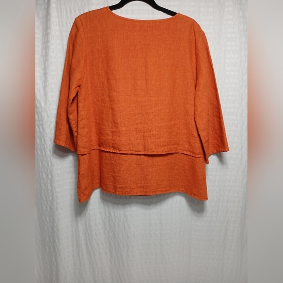 John P  100% Linen  3/4 Sleeve Layered Top. Size M - Picture 3 of 6